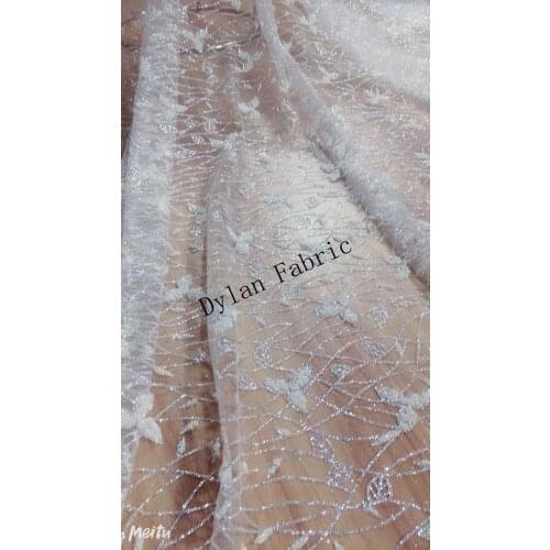 Wedding dress small pearl series mesh gauze wedding dress fashion fabric