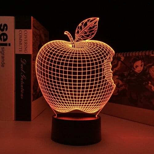 Apple 7 Colors 3D Desk Lamp LED Acrylic Touch Switch Night Light For Kids Gift Bedside Hologram Decor Light