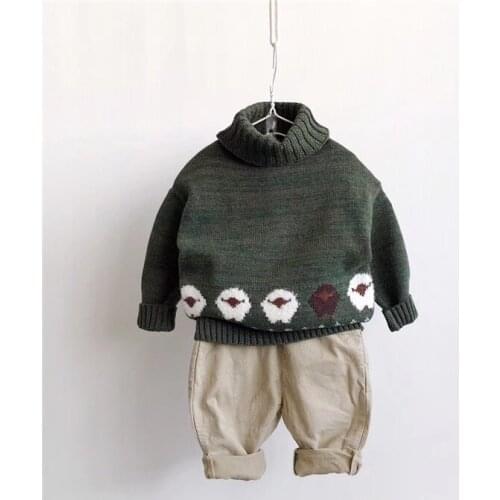 Tonytaobaby Winter Clothes New Boys and Girls Baby High Collar Pure Cotton Sweater Top Pure Color
