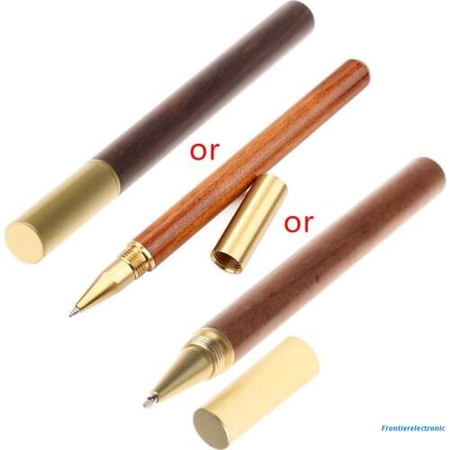 Vintage Wood Body Ballpoint Pen Ball Pens Brass Ball Roller Pen Metal Stationery School Supplies