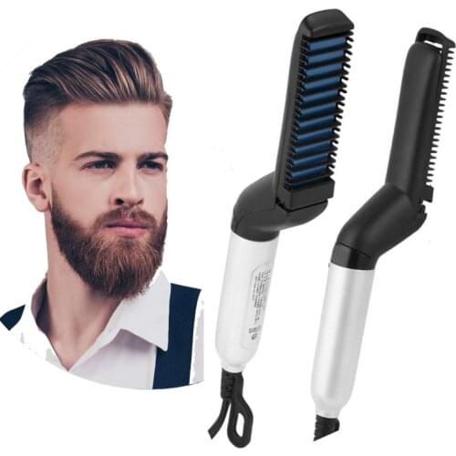 Beard Straightener for Men Multifunctional Hair Comb Curly Volume up Hair Show Cap Electric Heating Hairbrush Hairstyle