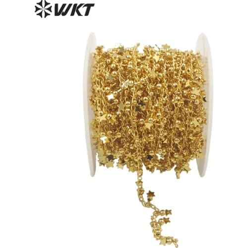 WT-BC160 Amazing Fashion full gold plated hot tiny star charm chain for necklace or bracelet making by meter handmade chain