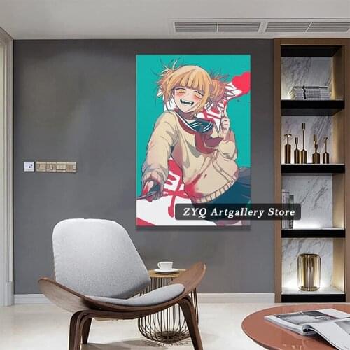 Japanese Cartoon My Hero Academia Himiko Toga Anime Canvas Art Poster and Wall Art Picture Print Living Room Mural Home Bedroom