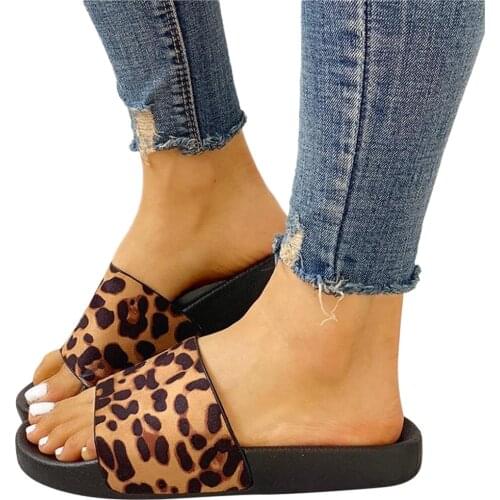 Latform Summer Slippers Women Sandals 2021 Leopard Female Shoes Fashion Heeled Shoes Casual Summer Slides Slippers Women Shoes