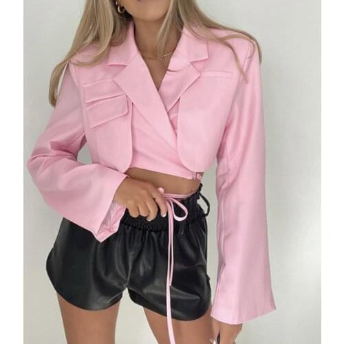 Tinastyle Irregular Elegant Blazer For Women Notched Long Sleeves Lace Up Bowknot Blazers Female 2021 Summer Fashion New Coat