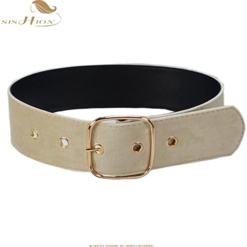 SISHION 2021 Fashion Velvet Belt VD1220 Black Apricot Camel 6.2cm Wide Long Waist Belt for Women Ladies Belt