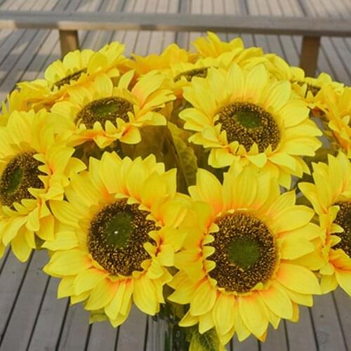 1Pc Home Garden Fence Decoration Fake Flower Vivid Big Artificial Sunflower Christmas/Halloween Decoration Natural Dried Flowers
