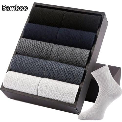 10 Pairs Pack High Quality Mens Bamboo Fiber Socks Men Breathable Compression Long Socks Business Casual Athletics Sock Size 45