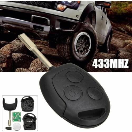 For Ford 1PC 3 Button Remote Key 433.92Mhz 4D63 Chip Support Fiesta 2002-2008 Fusion 2002-2012 Transit 2007-2013 Treyues