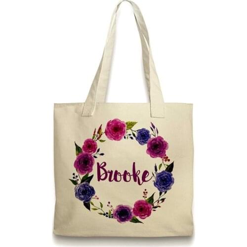 Custom 3pcs logo cotton hen party gifts bag personalized maid of honor of maid bridesmaid proposal shoulder tote gift bags