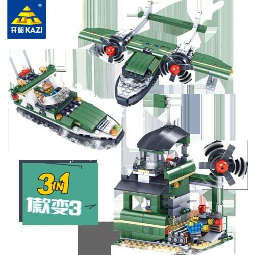 339pcs Kaizhi 80013 City Villa Series 3 In 1 Double Tail Water Glider Small Particle Building Block Toy Gifts