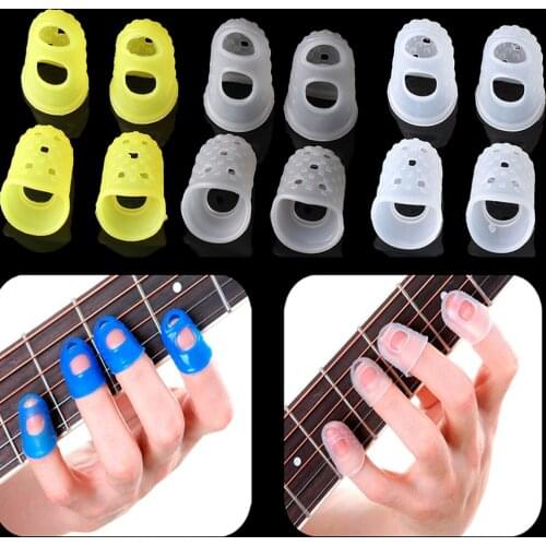 4Pcs Guitar Fingertip Protection Silicone Finger Guards Antipain Fingerstall For Ukulele Guitars Press Accessories Non-slip