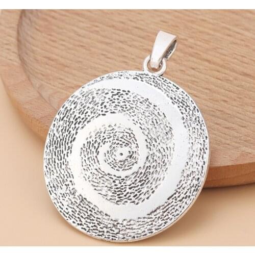 5pcs/Lot Silver Color Large Hammered Spiral Swirl Circle Round Charms Pendants for Necklace Jewelry Making Accessories