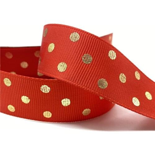 5yards 25mm 1" Grosgrain Ribbon Printed Spot Pattern for Christmas Wedding Decoration DIY Sewing Handmand Craft Accessories #10