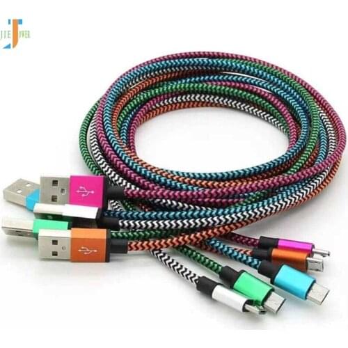 500pcs/lot Micro USB Cable Aluminium Fabric Data Sync Charging Cable for Iphone X 8 Huawei Mate 8 LG Mobile Phone Cables