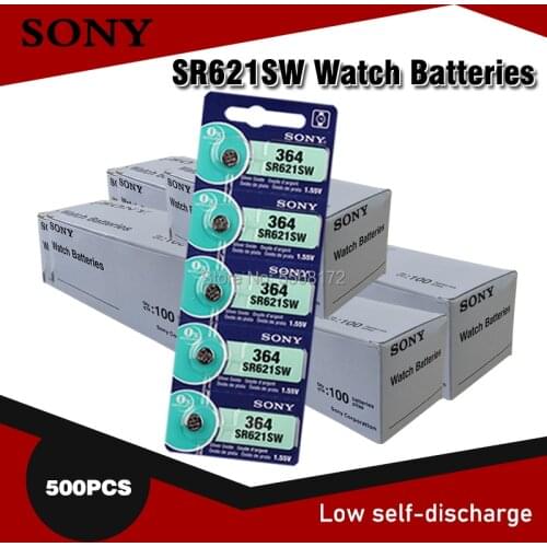 500PCS/LOT Sony 100% Original 364 SR621SW V364 SR60 SR621 AG1 Watch Battery Button Coin Cell MADE IN JAPAN
