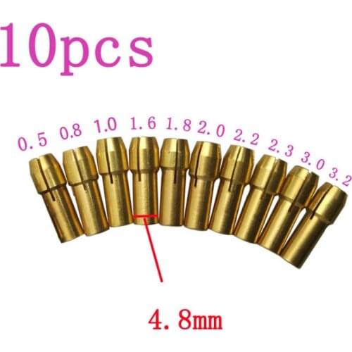 Power Tool Accessory Mini Electric Drill Bit Chuck Copper Motor Shaft Clamp With Allen Wrench Drill Bit 10Pcs/set 0.5-3.2mm