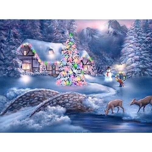Diamond Mosaic Winter 5D DIY Diamond Painting Landscape Snow Full Square Picture Of Rhinestone Christmas for home Decor