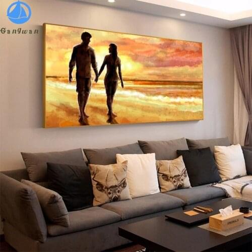 5D DIY Diamond Embroidery Abstract art, sunset, beach, couple, lovers Picture Of Diamond Painting Cross Stitch Mosaic New
