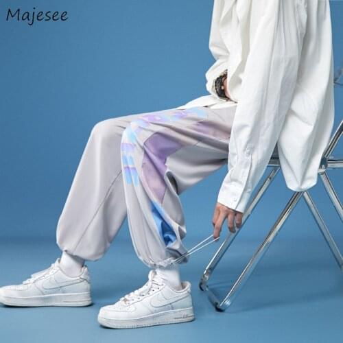 Casual Pants Men Design Letter Printed Streetwear Breathable Bundle Feet Baggy Trousers Hip Hop Tie Dye Male Jogger Ulzzang Chic