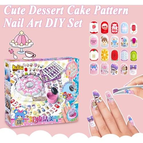 Children Kid Nail Art Princess Girl Toy Handmade Pretend Play Makeup Game Set Cosmetic Toy Manicure Nail Art For Kids Gift