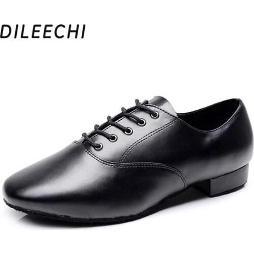 DILEECHI Genuine leather Latin / Modern dance shoes male adult isointernational Ballroom dance shoes soft outsole 2.5cm heel
