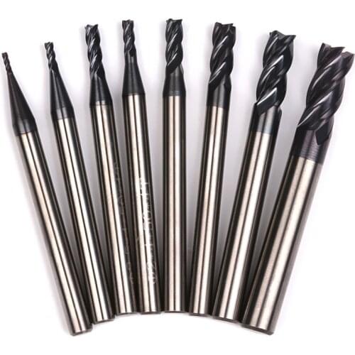 Endmill Cutting 4 Flute Mill 1mm 1.5mm 2mm 2.5mm 3mm 4mm 5mm 6mm Alloy Carbide Tungsten Steel Milling Cutter End Mill Cutter