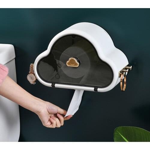 Exquisite Cloud Shaped Tissue Box ABS Waterproof Wall Hanging Tissue Holder Wall-mounted Tissue Box For Bathroom