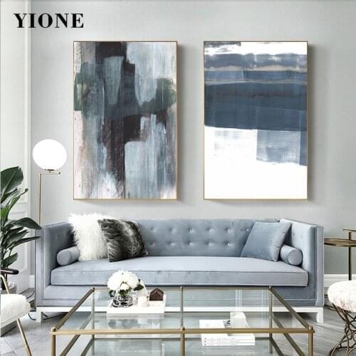 Abstract Graffiti Canvas Painting Custom Modern Nordic Blue Pink Wall Art Picture for Living Room Home Decor Posters and Prints