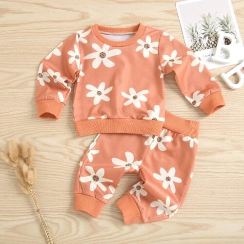 Wallarenear 0-18M Baby Girl’s Sweatshirt and Trousers Suit Fashion Flower Long Sleeve Tops Long Pants 2Pcs Fashion Clothing