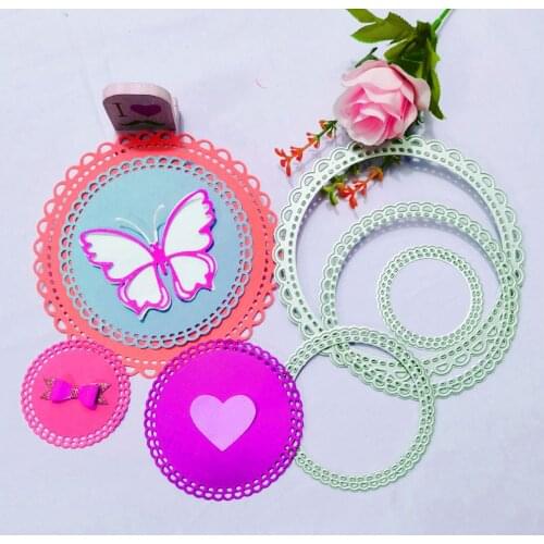 Lace, 4 circles, background Metal Cutting Dies for DIY Scrapbooking Album Paper Cards Decorative Crafts Embossing Die Cuts