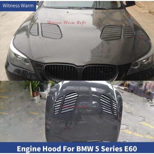 For E60 5 series Carbon Fiber Bonnets engine Covers with vents FRP Front engine Hood for BMW E60 525i body kit 05-10