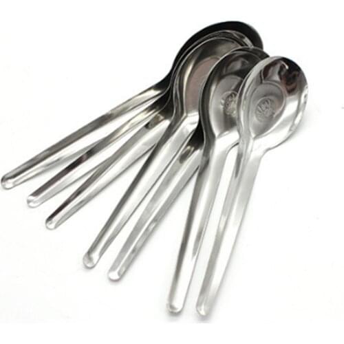 Stainless Steel long handle Soup Spoons Tea Coffee Scoop Dinnerware Flat Rice Spoons Cutlery Flatware Kitchen bottome tablespoon