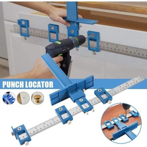 Multifunctional Furniture Carpentry Punch Locator Drill Guide Ruler Woodworking Hole Locator Adjustable Drilling Positioner Tool
