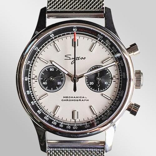 Chronograph Mens Watches Top Brand Luxury Sugess Pilot Watch Stainless Steel Band Sapphire 40MM 38MM Panda Sapphire Waterproof