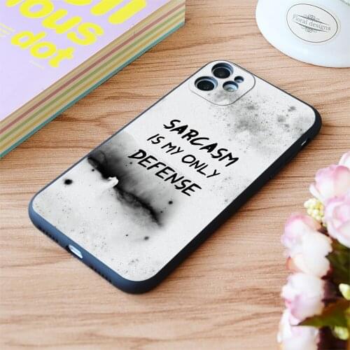 For iPhone Sarcasm Is My Only Defense Print Soft Matt Apple iPhone Case 6 7 8 11 12 Plus Pro X XR XS MAX SE