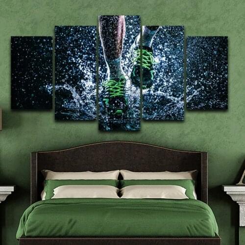 Wall Art Canvas Painting Home Decor 5 Pieces Running Footsteps Pictures HD Printed Modular Posters For Living Room(No Frame)