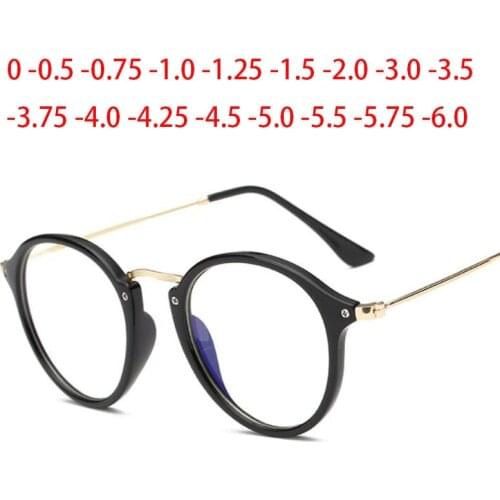 -1 -1.5 -2 -2.5 -3 -3.5 -4 -4.5 -5.0 -5.5 -6.0 Classic Small Round Myopia Glasses With Degree Women Men Black Glasses Frame