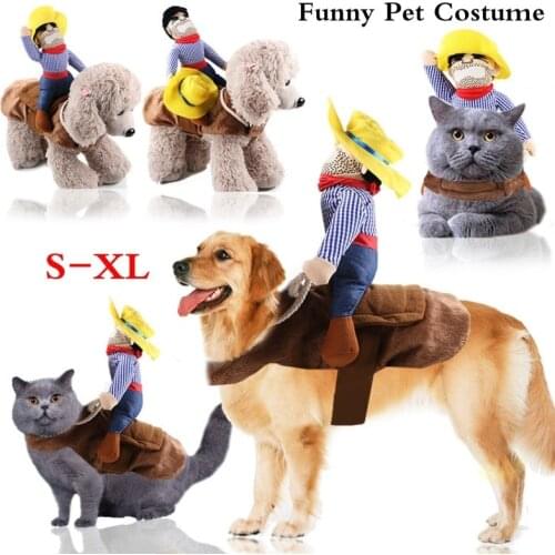 Halloween Funny Dog Cat Clothes Pet Riding Equipment Dress Small Medium Dog Leotard Coat Clothes Role Play Cat Pet Supplies