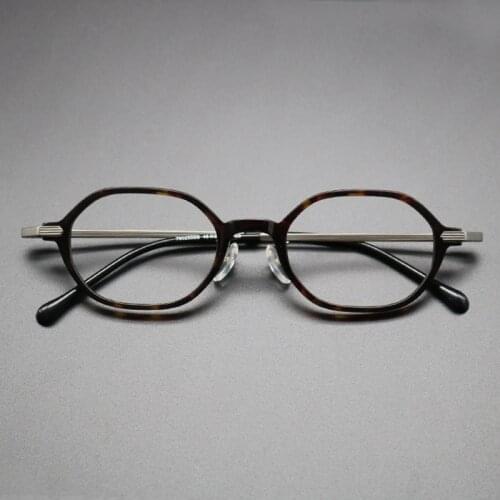 Vintage Acetate Small Glasses Frame Men Retro Prescription Myopia Optical Eyewear Male Women Titanium Leg Eyeglasses Frame