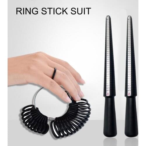 Professional Ring Sizer Mandrel Stick with Hammer Finger Gauge Ring Sizer Measuring UK/US Size Jewellery Tool for Wedding Rings