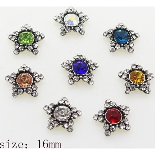 Retro 10Pcs Pentagram 16mm Alloy buttons Diy jewelry Accessories rhinestones crystal Wedding embellishments sewing Decoration