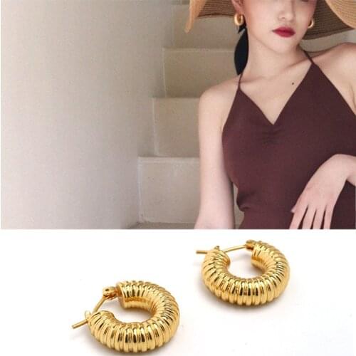 Brass With 18 K Gold Geo Twist Drop Earrings Punk Party Gown T show Runway Designer Rare Boucle Korean Japan INS Boho Top