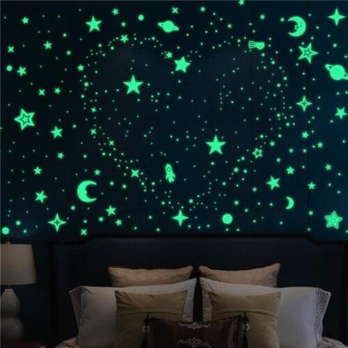 Luminous Wall Sticker 3D Stars Dots Moon Universe Kids Room Bedroom Home Decoration Decal Glow In The Dark DIY Bubble Stickers