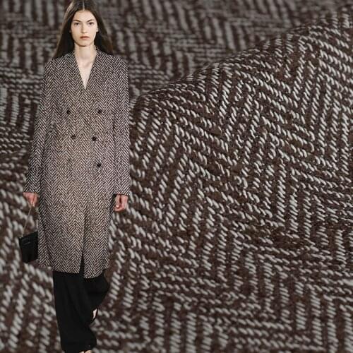 Red Raspberry Coffee Herringbone Tweed Wool Fabrics Garment Materials Autumn Women Jacket Coat Sewing Cloth Tailor Freeshipping