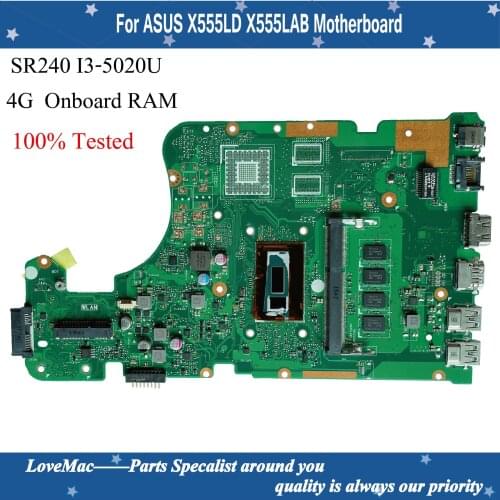 High quality Laptop Motherboard for FOR ASUS X555LD MainBoard X555LAB motherboard REV3.6 SR240 I3 5020U 100% Tested