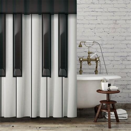 High Quality Black And White Piano Keys Shower Curtains Bath Products With Hooks Bathroom Decor Waterproof Fabric douchegordijn
