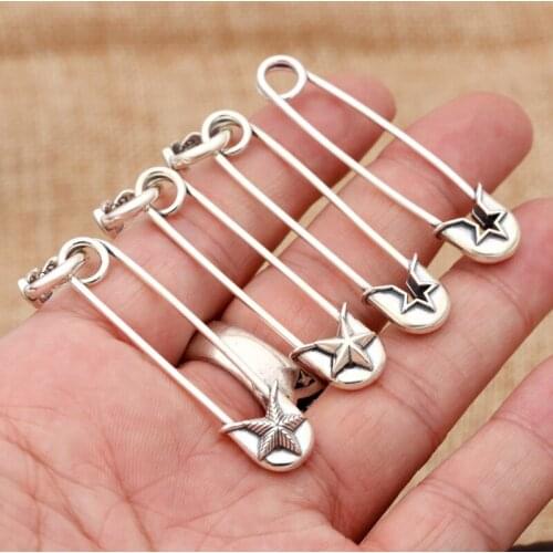 Wholesale S925 Sterling Silver Jewelry Simple Fashion Men And Women Five-pointed Star Personality Creative Pin Pendant