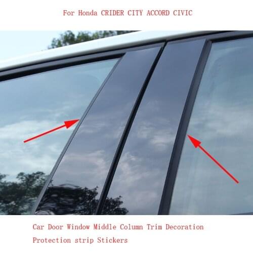 Car Door Window Middle Column Trim Protection strip Stickers For Honda CRIDER CITY ACCORD CIVIC Modified center pillar Sticker