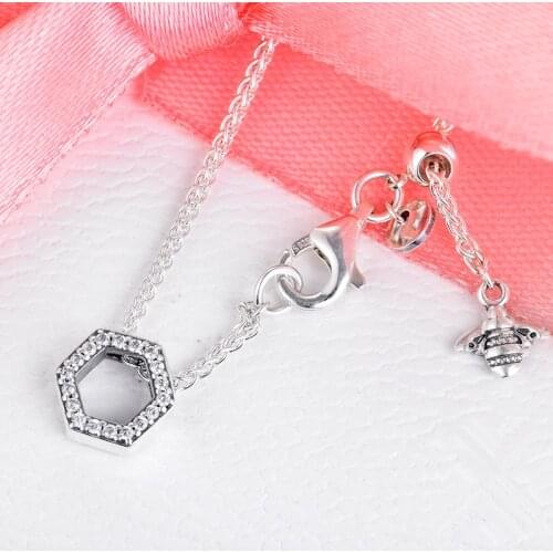 2020 New Spring Sparkling Honeycomb Hexagon Collier Chain 925 Sterling Silver Jewelry Chain Pendant Necklaces For Woman